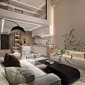 Loft Modern Living Room Interior With Sofa And Coffee Table 3d model