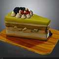 Delicious Layered Cake With Green Icing Fresh Berries And Wooden Serving Tray