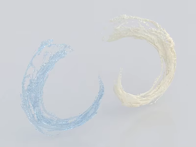 Woven Circular Garden Decor Elements in Blue and Cream with Light Gray Background 3d model