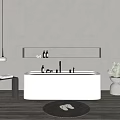 Modern White Freestanding Bathtub Interior With Wall Shelf Hanging Lamp Bath Mat And Slippers
