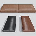 Brown Square And Black Rectangular Leather Padded Cushions For Home Use 3d model