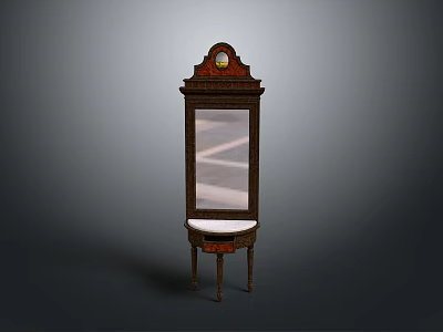 Vintage Wooden Display Cabinet With Decorative Top Glass Door And Small Base 3d model