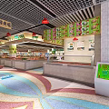 Supermarket Grocery Interior with Fresh Produce Section Neat Shelves and Bright Lighting