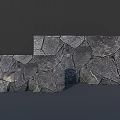 Natural Gray Stone Feature Wall With Cracked Texture And Decorative Design 3d model