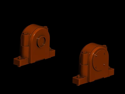 Two Brown Durable Industrial Mechanical Equipment Bearing Housing Components Used In Heavy Machinery 3d model