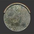 Floral Patterned Round Chair With Wooden Armrest Green Blue Fabric And Round Base
