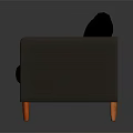 Modern Three Seater Sofa With Black Leather Cushions Gray Frame And Red Legs