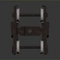 Rusty Metal Mechanical Frame Structure With Four Wheels And Industrial Components 3d model