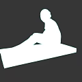 Elegant Female Seated Sculpture in White Marble with Smooth Surface and Pedestal Base