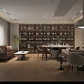 Elegant Private Room Interior With Sofa Dining Table Comfortable Chairs And Bookshelves