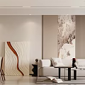 Modern Living and Dining Room Interior With Sofa Coffee Table Dining Chairs And Artwork
