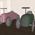 Electric Toy Cars for Kids Pink and Green Rounded Design with White Seats and Wheels
