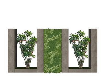 Decorative Green Plant Wall Design With Flanking Potted Plants And Modern Structure 3d model