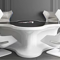 Modern White Play Equipment With Unique Table Design And Interactive Seats For Kids