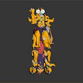 Detailed Yellow And Purple Robot Model With Multiple Joints Mechanical Structure Standing On Gray Background