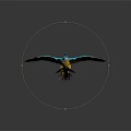 Vibrant Blue and Yellow Parrot Flying with Spread Wings in Sky