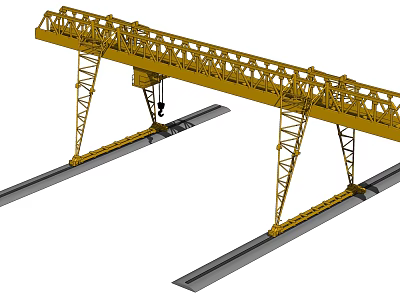 Heavy Duty Yellow Gantry Crane Industrial Equipment With Metal Frame And Tracks 3d model