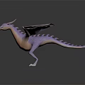 Fantasy Purple Dragon 3D Render With Pink Wings And Orange Belly