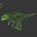 Realistic Carnivorous Dinosaur Character Standing With Spiked Back Striped Body And Sharp Teeth 3d model
