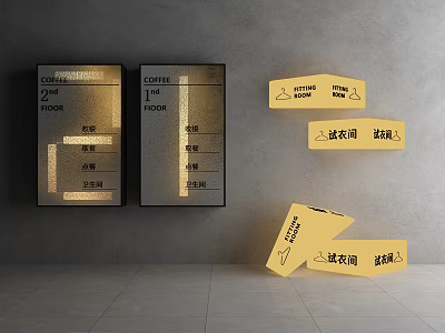 Road Facilities With Directional Signs For Laundry Room And Tailor Shop 3d model