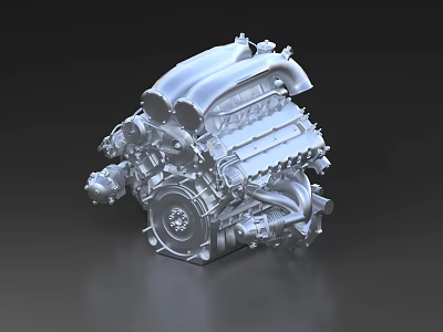 Industrial Equipment Engine 3D Rendering with Detailed Mechanical Components and High Precision Design 3d model