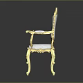 Elegant Accent Chair With Golden Carved Frame Gray Tufted Backrest Upholstered Seat And Ornate Armrests