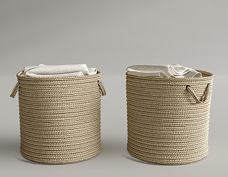 Modern Storage Basket Towel Rack Rattan Clothes Basket Storage Box 3d model