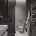 Modern Hotel Bathroom Interior With Dark Gray Walls White Toilet And Shower Fixture