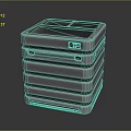 Stacked Industrial Metal Storage Boxes With Shiny Surface And Brand Logo