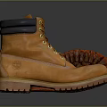 Yellow Leather Work Boots With Durable Treaded Rubber Sole And Comfortable Lace Up Design