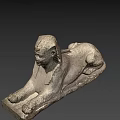 Mythical Sphinx Game and Movie Character With Human Head Lion Body and Hieroglyphic Base