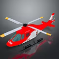 Detailed Red And White ADAC Rescue Helicopter With Yellow Tipped Rotors
