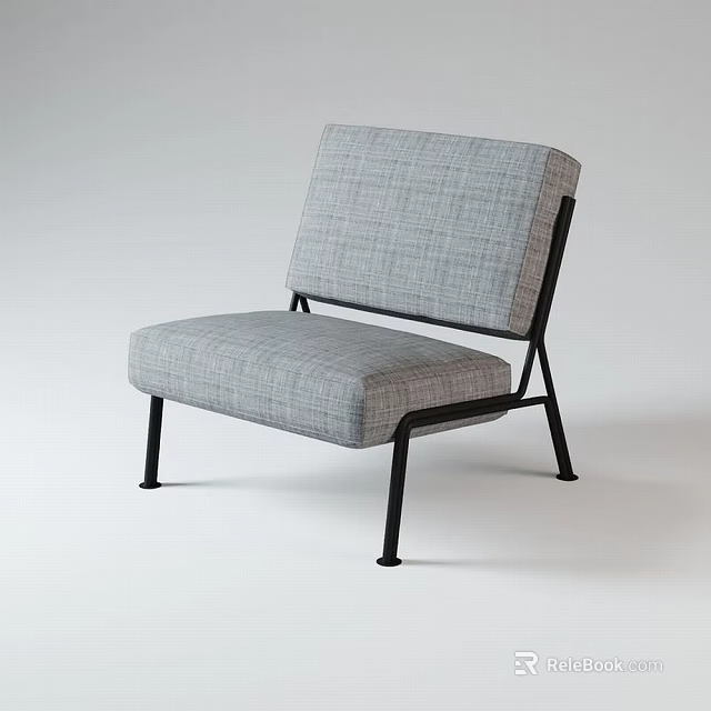 Modern Gray Fabric Accent Chair With Black Metal Legs And Sleek Design 3d model 