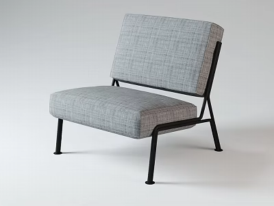 Modern Gray Fabric Accent Chair With Black Metal Legs And Sleek Design 3d model