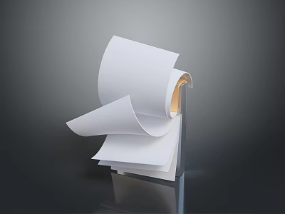 White Rolled Paper Towels Stacked As Household Supplies With Dark Reflective Background 3d model