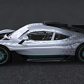 Silver Sports Car With Sleek Design Rear Spoiler Black Accents And Green Alloy Wheels