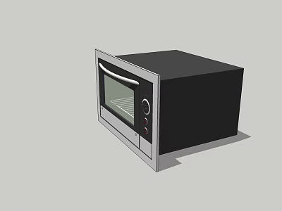 Modern Black Stainless Steel Kitchen Oven With Glass Door And Control Knobs 3d model