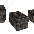 Three Vintage Wooden Trunks with Rustic Design and Metal Clasps