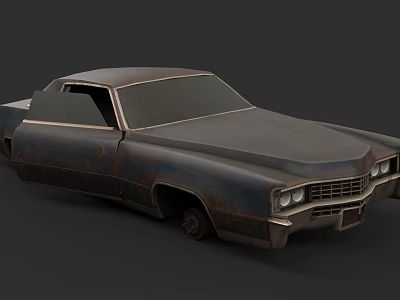 Rusty Old Classic Car With Visible Body Rust And Open Door Worn Appearance 3d model