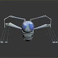 Futuristic Mechanical Spider Character Featuring Robotic Legs Blue Spherical Body And Blue Eyes