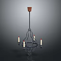 Classic Iron Chandelier With Wooden Top And Candle Shaped Lights