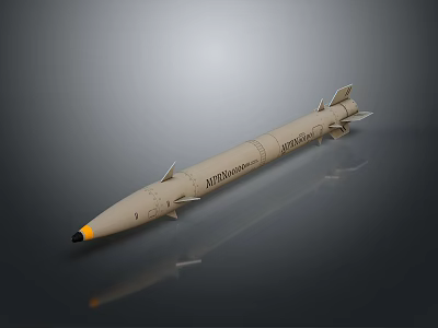 Tactical Missile With Aerodynamic Body Warhead Stabilizing Fins And Exterior Markings 3d model