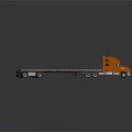 Orange Modern Flatbed Truck With Wooden Flatbed And Multiple Wheels