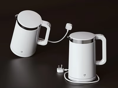 White Electric Kettles Modern Sleek Design Ideal For Home Kitchen Appliances 3d model