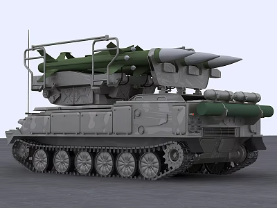 Armored Military Tank Equipped With Multiple Missile Launchers And Tracked Chassis 3d model
