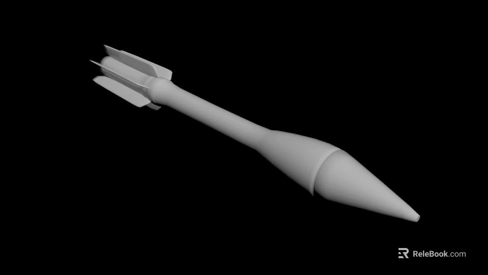 White Missile Model With Streamlined Body On Black Background Military Weapon Design 3d model 