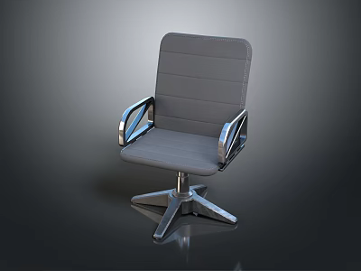 Modern Gray Office Chair With Metal Armrests And Five Star Base 3d model