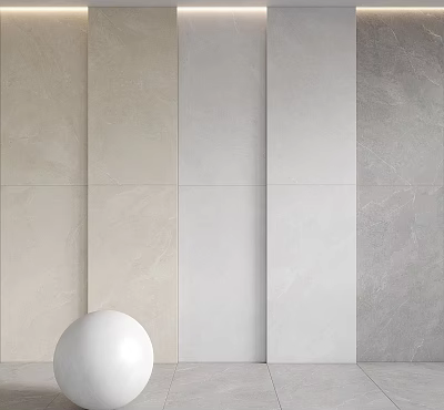 Neutral Tones Floor Tiles In Modern Interior With Decorative White Sphere 3d model