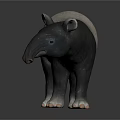 Tapir With Gray And Black Body Standing On Shiny Surface 3D Rendering 3d model