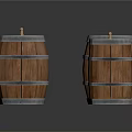 Set of Wooden Barrels with Metal Hoops for Home Storage and Decor
